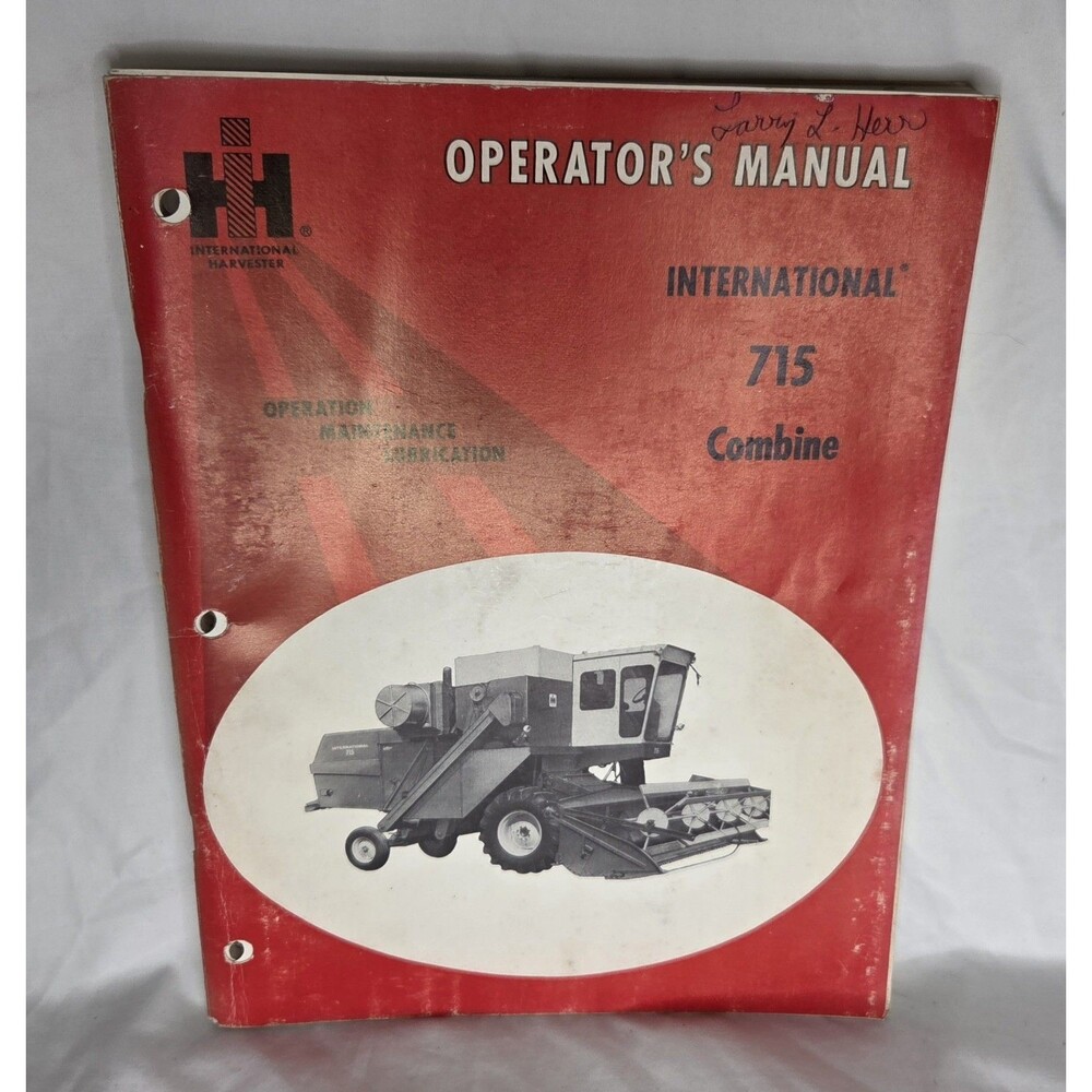 Vtg 1972 International Harvester IH 715 Combine Operators Manual